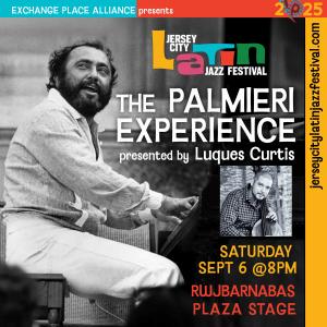 The late Eddie Palmieri is pictured sitting at his piano and playing