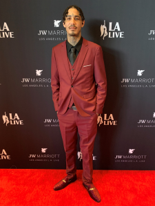 Photo of Kaysean on redcarpet step and repeat at LA Live