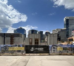 Construction progress photo of The Edison in downtown SLC