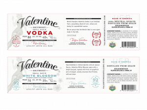 Valentine Distillery Vodka Labels