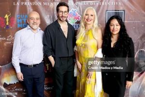 World Premiere of Liberándome in Mexico City. From left to right: Adriano Numa (Director and Playwright), Hazel Ortega (Author of From Bounced Checks to Private Jets and inspiration behind the play), Rodrigo Cuevas (Actor), and Keyla Wood (Actress).