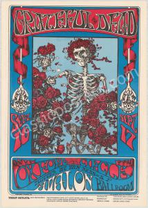Rare Original FD-26 Grateful Dead Skeleton and Roses Poster