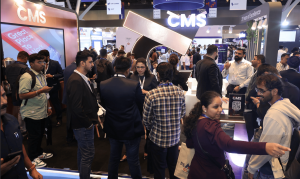 A packed crowd at the CMS Prime booth during Money Expo India 2025, where CMS showcased its cutting-edge trading solutions and celebrated winning the Best ECN/STP Broker award.