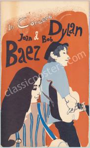 Beautiful 1965 AOR 1.101 Bob Dylan Joan Baez Tour Poster