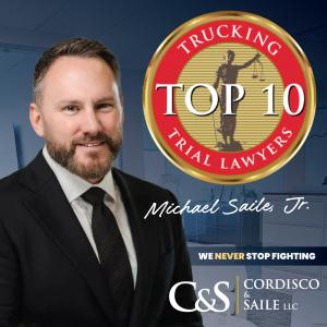 Attorney Michael L. Saile Jr., Managing Partner at Cordisco & Saile, named one of Pennsylvania’s Top 10 Trucking Accident Attorneys by The National Trial Lawyers.