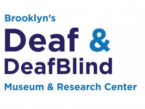 Logo with the words “Brooklyn’s Deaf & DeafBlind Museum & Research Center” in bold blue and navy lettering.