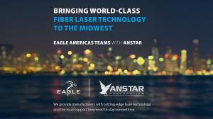Graphic for the press release: Eagle Americas partners with Anstar Corporation to expand its agent network in the Midwest, covering Illinois and Indiana with world-class laser tech.