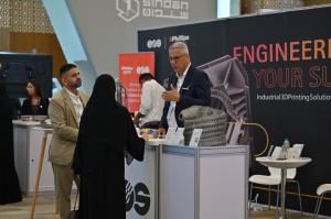 Exhibitor booth showcasing 3D printing and additive manufacturing solutions at AM Conclave Abu Dhabi 2025 tradeshow.