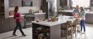 2019 Labor Day Sale: Whirlpool Kitchen Package with Range, OTR Microwave, French Door Refrigerator, and Dishwasher in Black Stainless