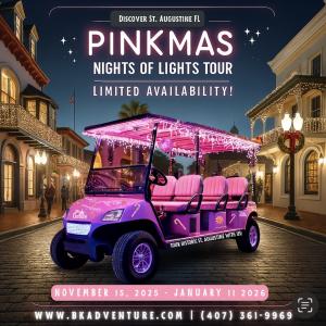 Pinkmas Golf Cart during St. Augustine Nights Of Lights!