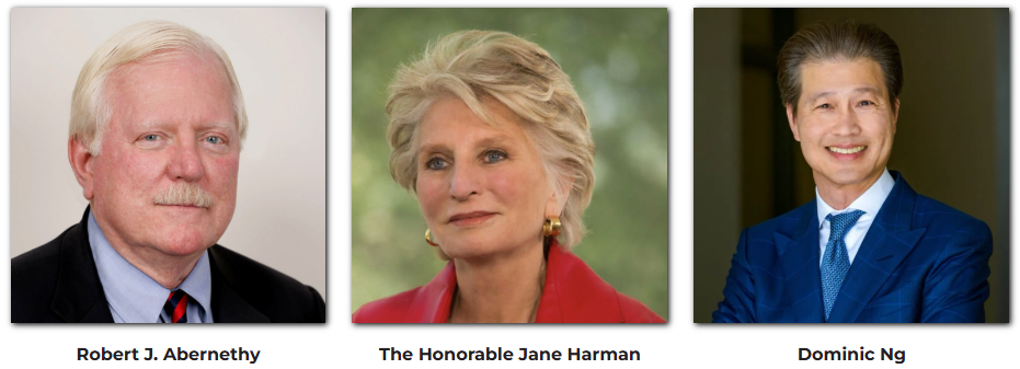 Robert Abernethy, Jane Harman and Dominic Ng