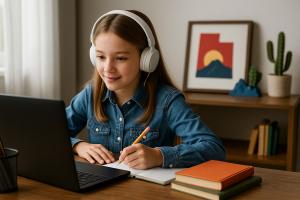 Girl learning online at UTVA