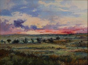 Original oil on board painting by Jose Vives-Atsara (Spanish/Tex., 1919-2004), titled Sunset in Blanco, Texas (1960), with a signed copy of the artist’s biography (estimate: $6,000-$12,000).