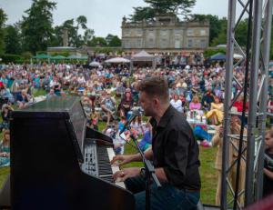 Peter Donegan at the keyboard at the 15th annual Summertime Swing at Saint Hill