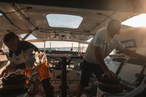 On board a boat racing in The Ocean Race Europe