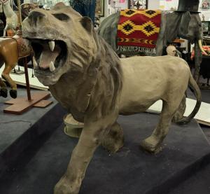 Life-size statue with plaque of Leo the Lion, whose roar to this day still signals the start of an MGM movie. Leo was the most famous of all the MGM animals, trained by Captain Phifer.