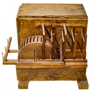 Handmade wood model titled Thy Rocks and Rills, aka The Old Mill (1944), Millpond (1945) and Old Glen Mill (1954), fashioned out of balsa wood and wood crate. Estimate: $5,000-$7,000.