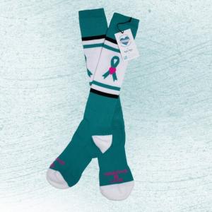 Teal Socks in Support of Ovarian Cancer Awareness Month