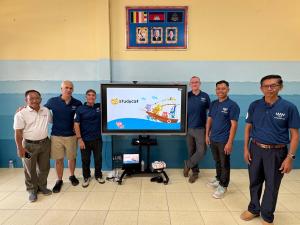Jake Whiddon and Mateo Solares from Studycat, with WAH Team at Kampong Chhnang.