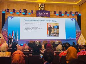 Prof Denny Oetomo delivering his AOCNR 2025 plenary in Yogyakarta (5 Sept 2025).