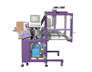 A view from the side of the Tray Former 500 showing compact frame and control panel