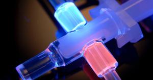 Dymax adhesives fluoresce brightly on bonded tube sets.