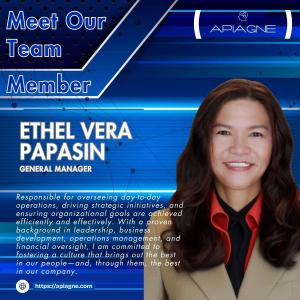 Ethel Vera Papasin, General Manager of Apiagne OPC.