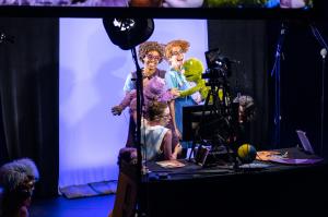 Leonardo! Production Photo with characters and puppets, behind the scenes shot