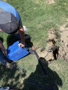 Rescue Hero Plumbing team preparing the ground for septic system installation and repairs in Bakersfield, California.
