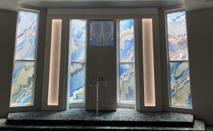 New stained glass windows in Chabad of Squirrel Hill's renovated sanctuary