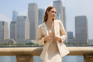 Main image for Cicy Bell FW25 womenswear collection: Showcases representative blazer style that blends polished tailoring with versatile, comfortable silhouette, designed for urban women to transition seamlessly between work, social, and personal scenario