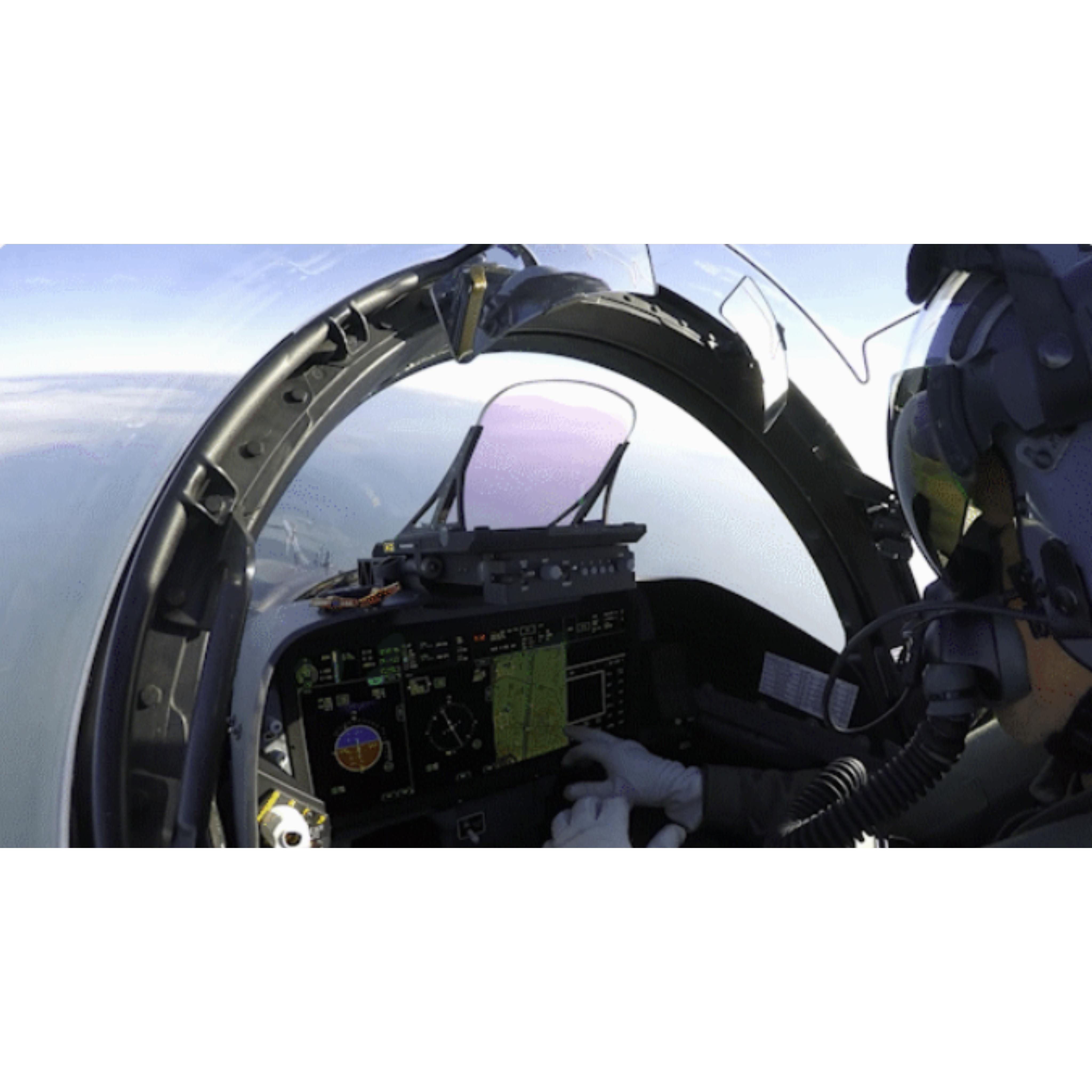 military jet with ShadowSense touchscreen in cockpit