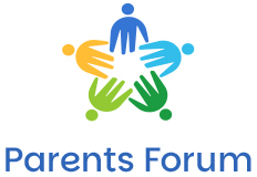 The icons in the logo intentionally give the impression of both people and hands:  People in a circle represent the Parents Forum’s workshop format and fundamental belief in the power of peer support.  The implied hand shapes refer to one of tools used in