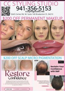 CC Styling Studio, the owner CHRISTY RAY is offering free Permanent Makeup and scalp micro pigmentation to cancer patients that have lost their Hair due to chemotherapy and radiation
