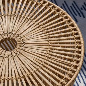 Eco-friendly rattan coffee table design in café setting