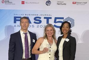 Amy Brothers, P.E., Geotex President, accepts Dallas Business Journal 2025 Fast 50 Award