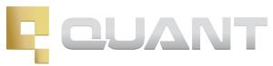 Silver writing of the word "Quant" against a white background