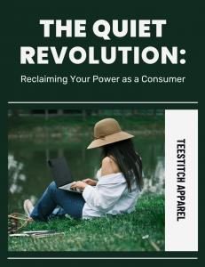 Book cover of 'The Quiet Revolution: Reclaiming Your Power as a Consumer' with a person sitting by a lake using a laptop.