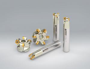 Set of Smoxh cutting tools including milling cutters and inserts for precision machining and metalworking