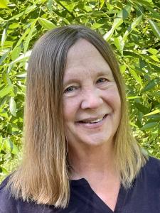 A close up of author Claudia Mills