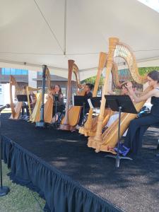 The TCU Harp Choir performs at the Art Worth Festival in 2024