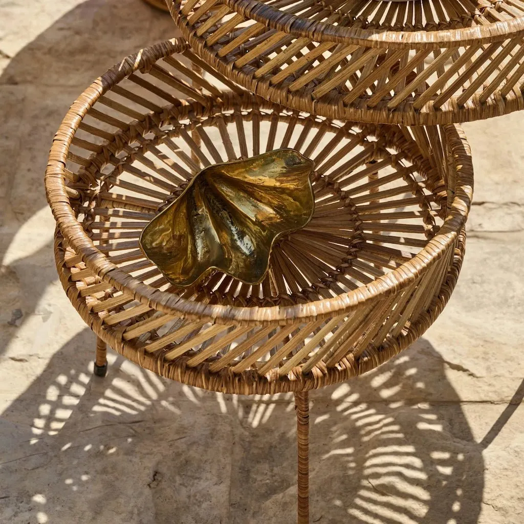 Rattan coffee table in eco-friendly coffee shop