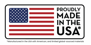 American Flag with the qualifier *Manufactured in the USA with American, and limited global-sourced materials