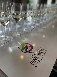 A flight of Rieslings poured at the 2025 Global Fine Wine Challenge