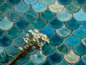 Fish scale tiles - blue, green mermaid tiles perfect for kitchen backsplashes and bathrooms