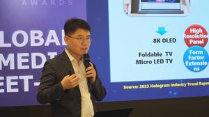 Chang Joon Yang, CEO of Marketon, delivers a pitch during the Global Media Meetup with Ubergizmo, held on July 3 at the MIK Basecamp in Seocho-gu, Seoul