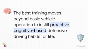 The best training moves beyond vehicle operation to instil proactive cognitive-based defensive driving habits for life