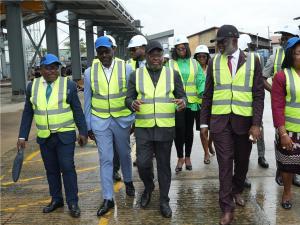 Delegations from PANA Holdings and Rivers State University tour the Center of Excellence at PE Energy Limited in Port Harcourt.