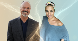 Discovery Healing founder Dr. Bradley Nelson and Academy of Energy Healing founder Ahtayaa Leigh collaborate. Press release image with uplifting background.