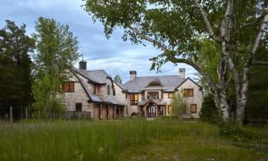 Shingle style house, entry elevation.